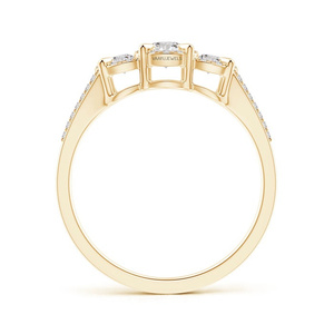 Round Cut Lab Grown Diamond Three <b>Stone</b> Halo Engagement <b>Ring</b> <b>with</b> Split Shank in 10K 14K 18K Gold 925 935 <b>Silver</b> - Product Image 4