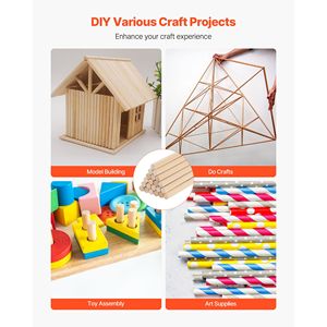 25 Pezzi di Bastoncini in Legno di Betulla Naturale Non Finiti per Progetti Fai-da-Te, 1/2 X 12 Pollici, per Kit di Modellismo - Product Image 3