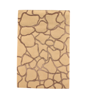 Tapis en laine tufté à la main beige moderne de luxe, motif géométrique organique en pavés, design à poils ras sculptés pour salon et hôtel - Product Image 2