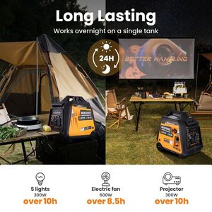 Générateur de gaz GPL double carburant 3500W pour le camping, les voyages en camping-car, les fêtes en plein air, générateur portable de 3500 watts - Product Image 2