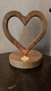 Wooden Heart Shape Candle Holder Set For Valentine's Day Home Decoration - Product Image 5