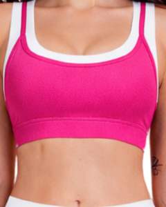 Conjunto Deportivo Personalizado para Mujer, Top Deportivo Rosa y Blanco con Contraste y Pantalones Acampanados, Cintura Alta, Elástico, para Yoga, Fitness, Gimnasio, Venta al Por Mayor OEM - Product Image 3