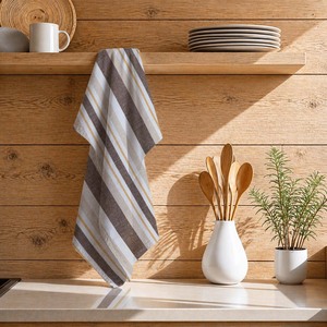 Paños de cocina de diseño a rayas teñidas con hilo, súper absorbentes y de secado rápido, de la India. El mejor paño de limpieza para uso en la cocina. - Product Image 1