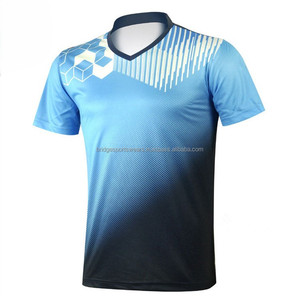 เสื้อแบดมินตันผู้ชายแบบสั่งทำ แขนสั้น ระบายอากาศได้ดี ผลิตจากโพลีเอสเตอร์ แห้งเร็ว มีไซส์ใหญ่ สำหรับวิ่ง - Product Image 1