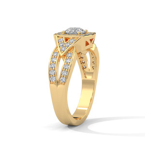 925 <b>Sterling</b> <b>Silver</b> Moissanite Engagement <b>Ring</b> Halo Bridal Wedding Band for Women Prong <b>Set</b> Round Cut Gold Tone - Product Image 2