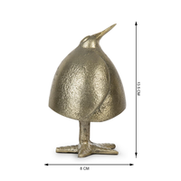 Figurine d'oiseau en aluminium doré Pinna 8x8 cm, faite à la main, décoration moderne pour mariage, maison, salon, bureau, élégante et décorative