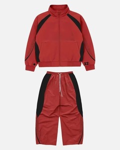 Ensemble de survêtement unisexe en nylon coupe-vent à capuche, deux pièces, avec veste zippée et pantalon de jogging, personnalisable OEM pour l'hiver - Product Image 5