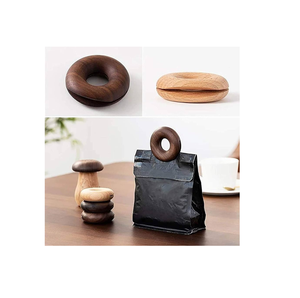 Clip de scellage créatif en bois d'acacia pour café, collations et sachets de thé, fait main, forme de beignet mignon, pour la cuisine, à bas prix - Product Image 1