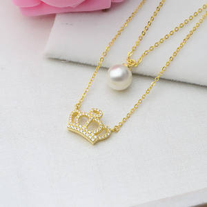 Collar de Cadena con Colgante de Cruz de Plata S925 para Mujer, Cadena de Clavícula de Doble Capa con Flor y Corona para Accesorios de Moda DIY - Product Image 4