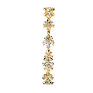 Lab Grown Floral Round Cut Diamond <b>Bracelet</b> in Gold | Designer Flower Motif Statement Diamond Jewellery for Women Wedding Wear - Product Image 4
