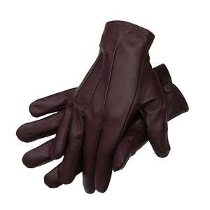Beige <b>Leather</b> <b>Wrist</b> Full Finger Touchscreen Needle Detection Casual Winter Daily Life Driving Mitts Soft Grain Palm Split <b>Cuff</b> - Product Image 1