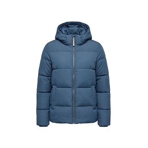 Hooded Quilted Waterproof <b>Bubble</b> Jacket Black Full Sleeve Winter Windproof Cotton Shell Knitted Fabric Polyester Filling Stand - Product Image 1