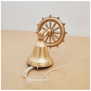 Cloche en laiton poli, anneau lisse, cloche de jardin de qualité supérieure, idéale pour le design nautique, les entrées de maison et les temples - Product Image 1