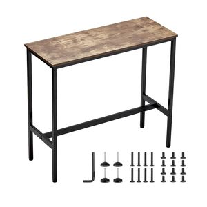Tavolo Alto da Pub con Struttura in Metallo Robusta, Lungo e Stretto, per Cucina, Sala da Pranzo, Cocktail Bar, Facile da Montare, Altezza Bar - Product Image 1