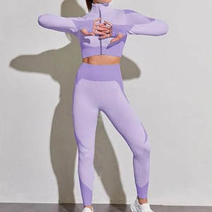 Ensemble de vêtements de sport sans couture pour femmes, 3 pièces, avec veste, soutien-gorge de sport et leggings pour la remise en forme, l'exercice et les activités sportives - Product Image 5