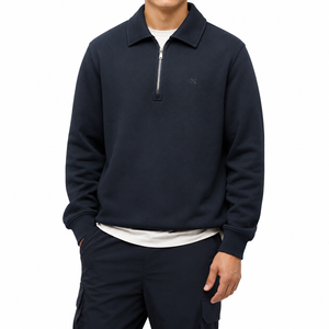 Mens Quarter Zip Pullover Sweatshirt Premium Fleece <b>Mock</b> <b>Neck</b> Casual Half Zip Jumper Custom Heavyweight Streetwear <b>Top</b> - Product Image 1