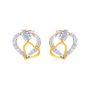 Women's Heart Cut Diamond Earrings 18K Yellow Gold Romantic Style Studs With Lab-grown Diamonds G Color Wedding Jewelry - Product Image 1