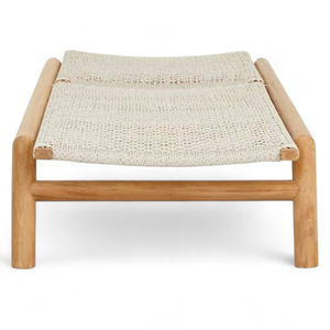 Tumbona de Mimbre con Estructura de Madera de Teca y Diseño Minimalista para Playa, Patio, Jardín, Muebles de Exterior - Product Image 5