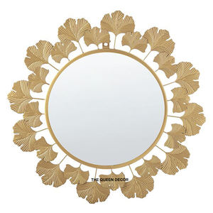 Espejo de Maquillaje con Marco Metálico Dorado, Diseño Europeo, Forma Geométrica, Espejo de Pared para Baño o Pasillo, Precios de Oferta - Product Image 5