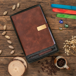Vintage Brown PU Velvet Premium Case Bound Notebook Gift Set <b>Gold</b> Metal Buckle Diary <b>Pen</b> Combo Boxed Office Professional Supply - Product Image 6