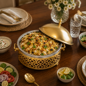 Luxury Gold Stainless Steel Chafing Dish Buffet <b>Server</b> with Dome Lid <b>Food</b> Warmer Elegant Catering Serving Dish for Home Hotel - Product Image 4