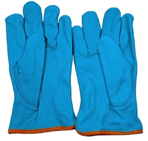 Guantes de Trabajo de Cuero Blancos con Ribete Naranja, Unisex, para Uso en Exteriores, Protección para Todas las Estaciones - Product Image 3