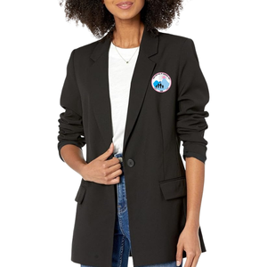 <b>Women</b> <b>Long</b> <b>Black</b> <b>Blazer</b> Jacket Tailored Fit Open Front Formal Office Business Casual Fashion Apparel Wear Clothing - Product Image 1