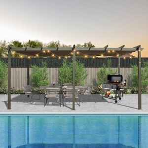 Pergola da Giardino in Alluminio 11 X 20 FT, Resistente alle Intemperie, con Tettoia Retrattile per Patio, Griglia e Gazebo per Vivere All'Aperto - Product Image 2