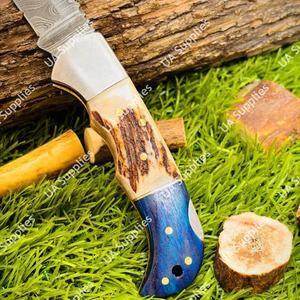 มีดพับเหล็กดามัสกัสพรีเมียม ใบมีดคมกริบ ด้ามทำจากเขาสัตว์และไม้ปักกาวูด สำหรับพกพา ใช้ในชีวิตประจำวัน เอาตัวรอด ตั้งแคมป์ ล่าสัตว์ ขายส่ง รับผลิตแบบ OEM - Product Image 5