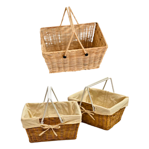 Cesta de Ratán Natural OEM con Marco Reforzado, Asas de Transporte y Forro de Algodón para Venta al por Menor - Product Image 1