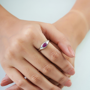 <b>Top</b> Quality Products Wholesale Design <b>Gypsy</b> Set Ruby Gemstone Dome Chunky Ring Solid K14 White Gold Customized Jewelry - Product Image 2