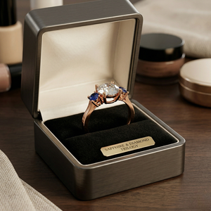 Anillo de compromiso y boda de plata de ley 925 chapado en rodio con tres piedras de moissanita VVS D, de moda para mujer - Product Image 2