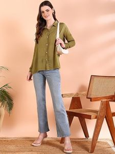 Camisa Holgada de Manga Larga con Cuello Abotonado y Estampado Tie-Dye Hecho a Mano en Rayón para Mujer, Marca Maaesa - Product Image 5