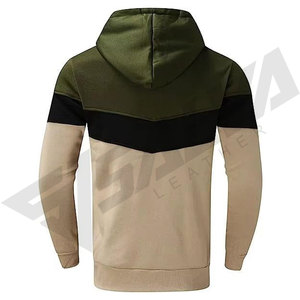 Sudadera con Capucha para Hombre, Diseño Color Block, Tejida, Informal, para Otoño, en Beige, Negro y Verde Oliva - Product Image 2