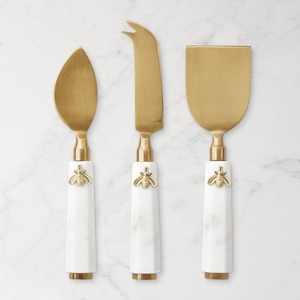 Juego de cuchillos para queso de acero inoxidable con mangos dorados, aptos para lavavajillas, herramientas para queso aptas para contacto con alimentos. - Product Image 4