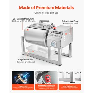 Marinatore Sottovuoto Commerciale in Acciaio Inox da 20L con Rotazione Bidirezionale a 3 Velocità per Invecchiamento di Salsicce e Carne - Product Image 6