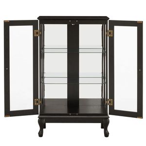 Vetrina Illuminata con Porte in Vetro Temperato e Pannello Posteriore a Specchio, Ripiani Regolabili per l'Organizzazione Domestica - Product Image 4