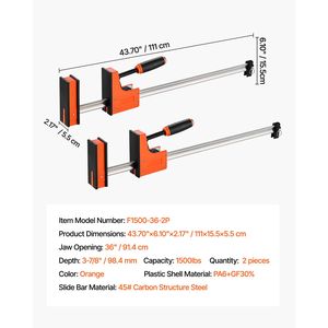 Set di 2 Morsetti Paralleli per Falegnameria da 36 Pollici ad Alta Resistenza, Morsetto a F con Limite di Carico di 1500 Libbre per Costruzioni Più Robuste - Product Image 4