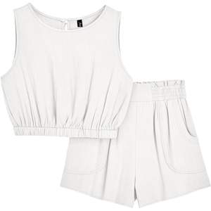 2025 femmes été 2 pièces tenues sans manches col rond Crop débardeur taille haute Shorts poches XS Xxl tailles disponibles - Product Image 3