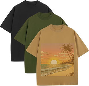 เสื้อยืดกราฟิกผู้ชายทรงโอเวอร์ไซส์ น้ำหนักเบา ทรงบ็อกซี่ หนา สไตล์สตรีทแวร์ ฮิปฮอป คอกลม แขนสั้น ราคาดี - Product Image 4