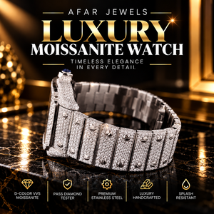 Reloj de Lujo con Moissanita y Cuarzo, Brazalete de Acero Inoxidable, Esfera de Cristal, Resistente al Agua 5BAR, Unisex, para Regalo - Product Image 1