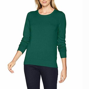 Women's O-Neck Knitted Pullover Sweater Solid Color Custom logo Full Sleeve Regular Length Autumn Wear 100% <b>Acrylic</b> Material OEM - Product Image 3
