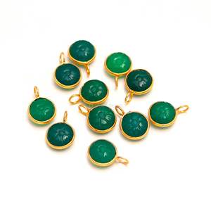 Colgante de flor de ónix verde natural, amuleto de piedra preciosa tallada a mano, joyería de plata de ley 925, colgante de ónix verde para joyería - Product Image 1