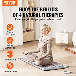 Tappetino Riscaldante a Infrarossi Lontani con Pietre di Ametista, Giada e Tormalina, Luce Fotonica 660nm e Ioni Negativi, Materasso Massaggiante 103-159F - Product Image 2