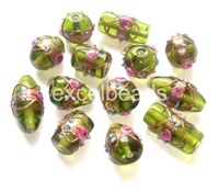 Perles en verre soufflé pour décoration de gâteau de mariage, 10 mm, formes variées, tailles mélangées, perles en vrac couleur lime, cristal