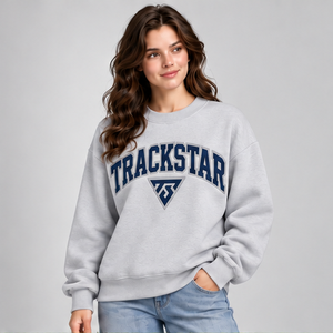 Sweat-shirt à col rond pour femme, couleur unie gris chiné clair, style universitaire, manches longues, logo personnalisé - Product Image 4