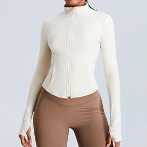 Women's <b>Cropped</b> Stand Collar Yoga Jacket Slim Fit Workout <b>Zip</b> <b>Up</b> with Windproof Panels Breathable Running Cover for Outdoor - Product Image 5