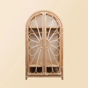 Armoire de rangement pour enfants en rotin naturel vintage - armoire à jouets pour enfants - Product Image 2