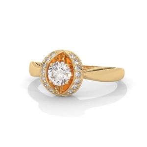 Anillo de Diamante Cultivado en Laboratorio con Corte Oval Vintage, Anillo de Compromiso Chapado en Oro para Mujer - Product Image 4