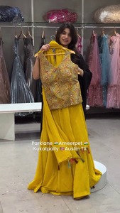 Indian Boutique Designer Red Embroidered Georgette <b>Top</b> With Palazzo And Dupatta Set For Women Traditional Indian Wedding Wear - Product Image 4